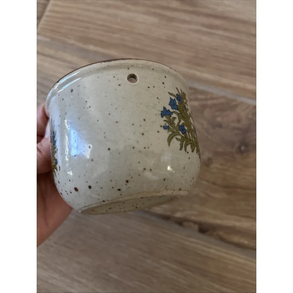 Vintage Speckled Takahashi Japanese Flower Pot With Holes For Hanging‎ 3.5